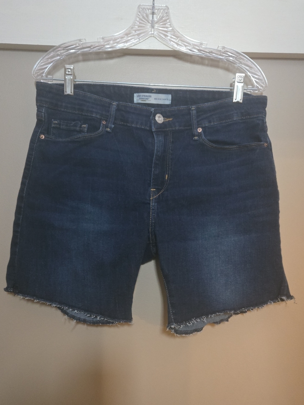 Levi's Dark Blue Denim Raw Hem Cutoff Shorts